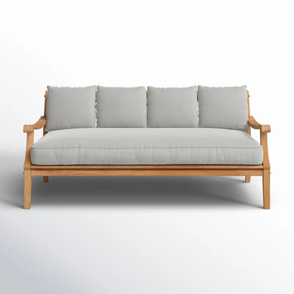 Arizona 69.5'' Solid Teak Outdoor Daybed with Oyster Cushions – Natural Honey Finish