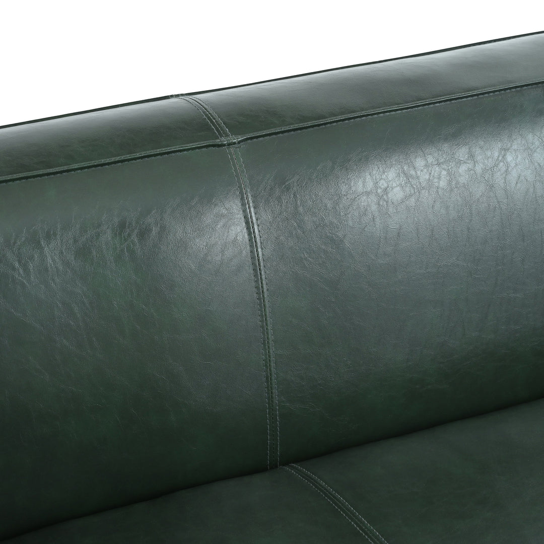 80.3" Green PU 3-Seater Tuxedo Sofa