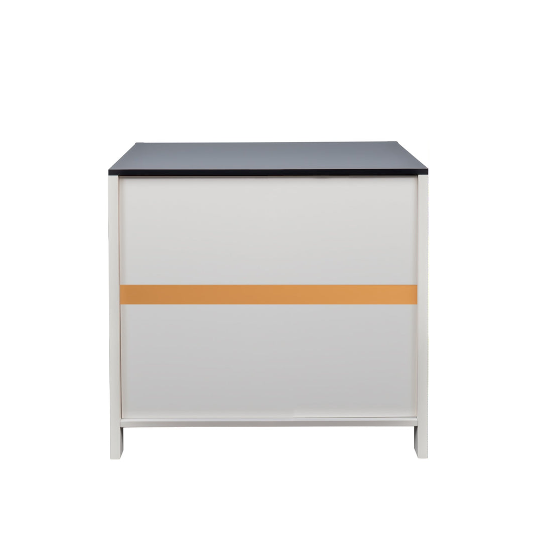 2-Drawer White Farmhouse File Cabinet with Lock