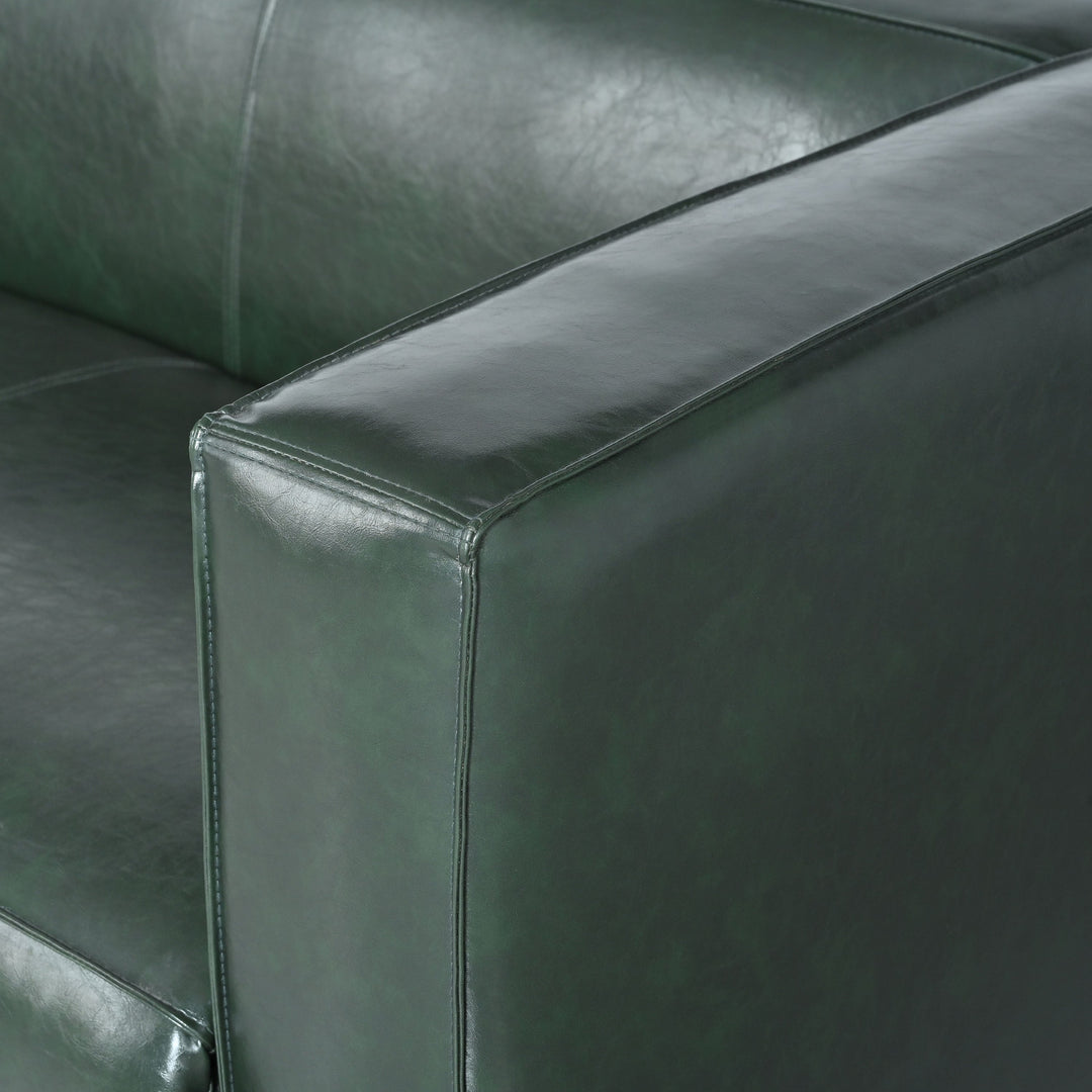 80.3" Green PU 3-Seater Tuxedo Sofa