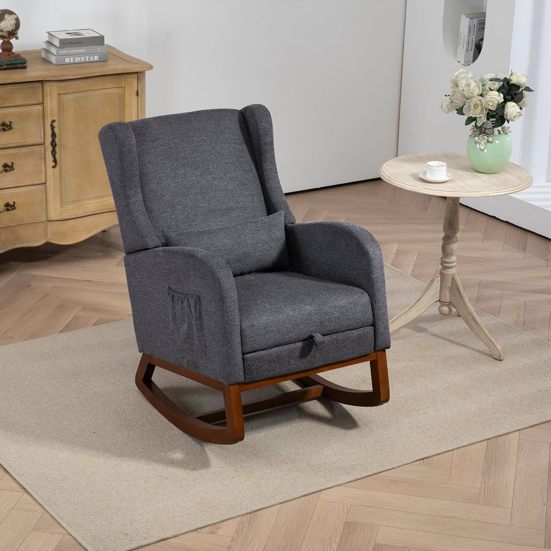 25.4" Modern Nursery Rocking Chair with Footrest, Charcoal