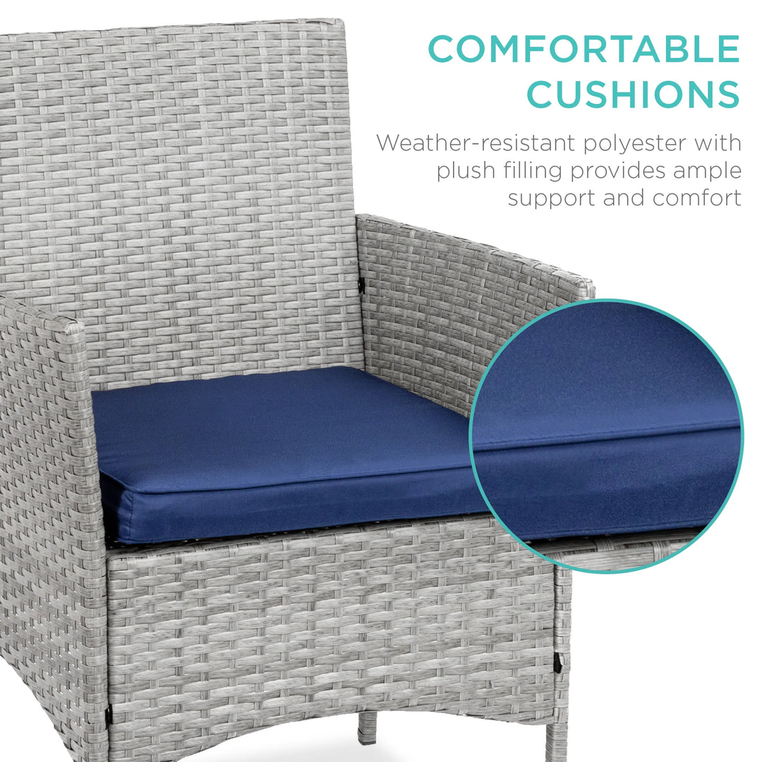 3-Piece Wicker Patio Bistro Set with Storage Table