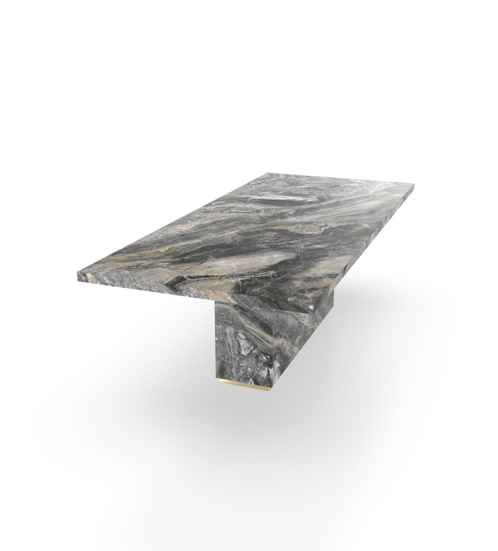 Firenze Marble Dining Table with Plinth Base & Metal Accents