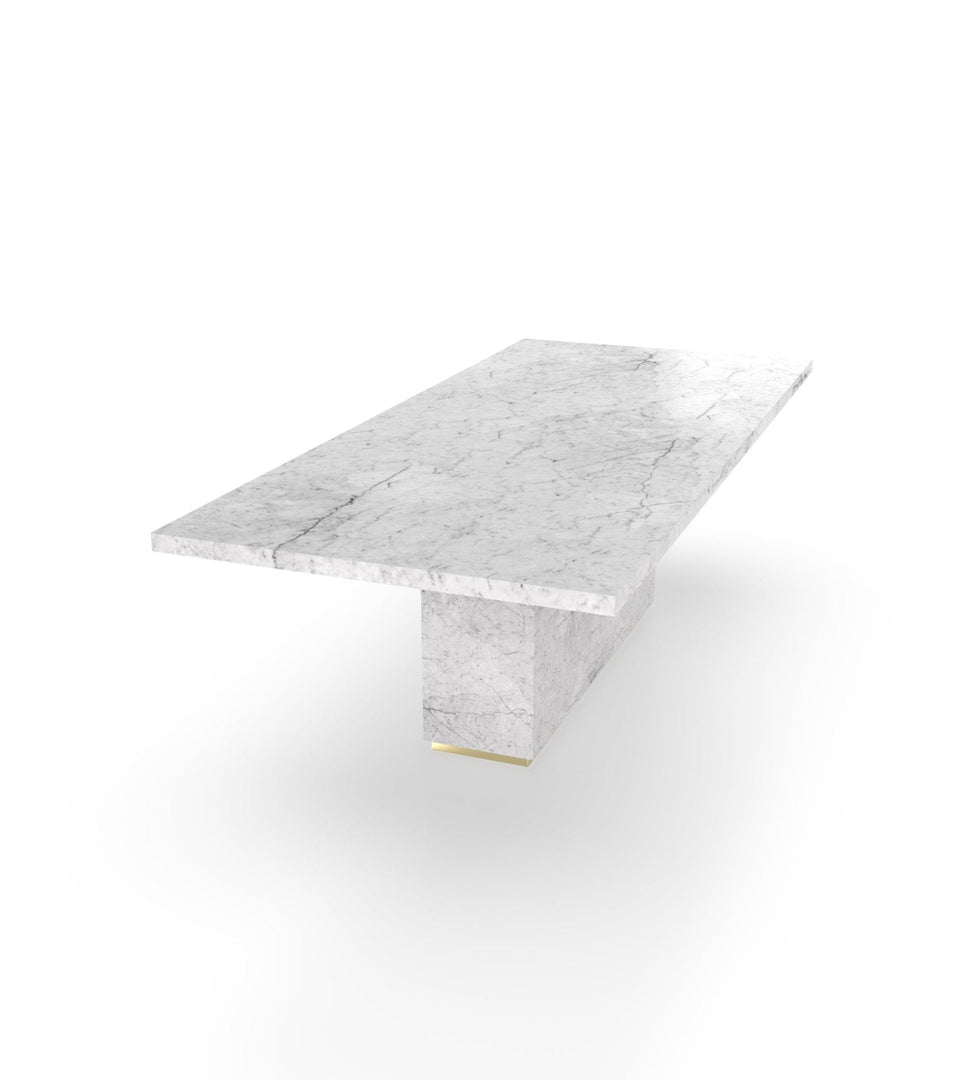 Firenze Marble Dining Table with Plinth Base & Metal Accents