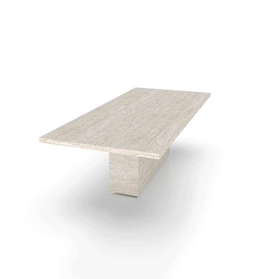 Firenze Marble Dining Table with Plinth Base & Metal Accents