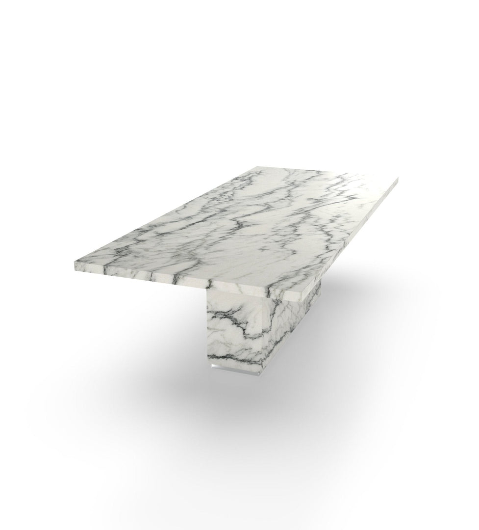 Firenze Marble Dining Table with Plinth Base & Metal Accents