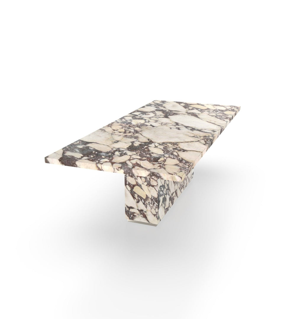Firenze Marble Dining Table with Plinth Base & Metal Accents