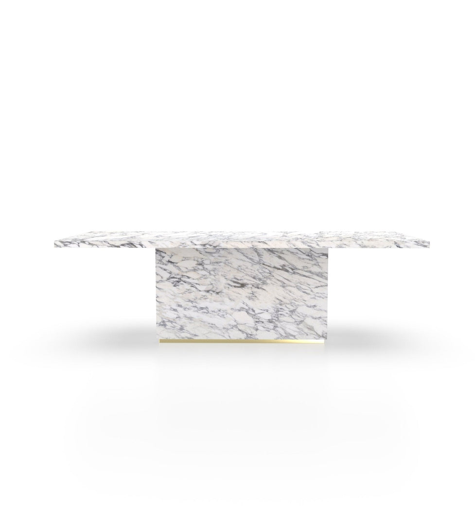 Firenze Marble Dining Table with Plinth Base & Metal Accents