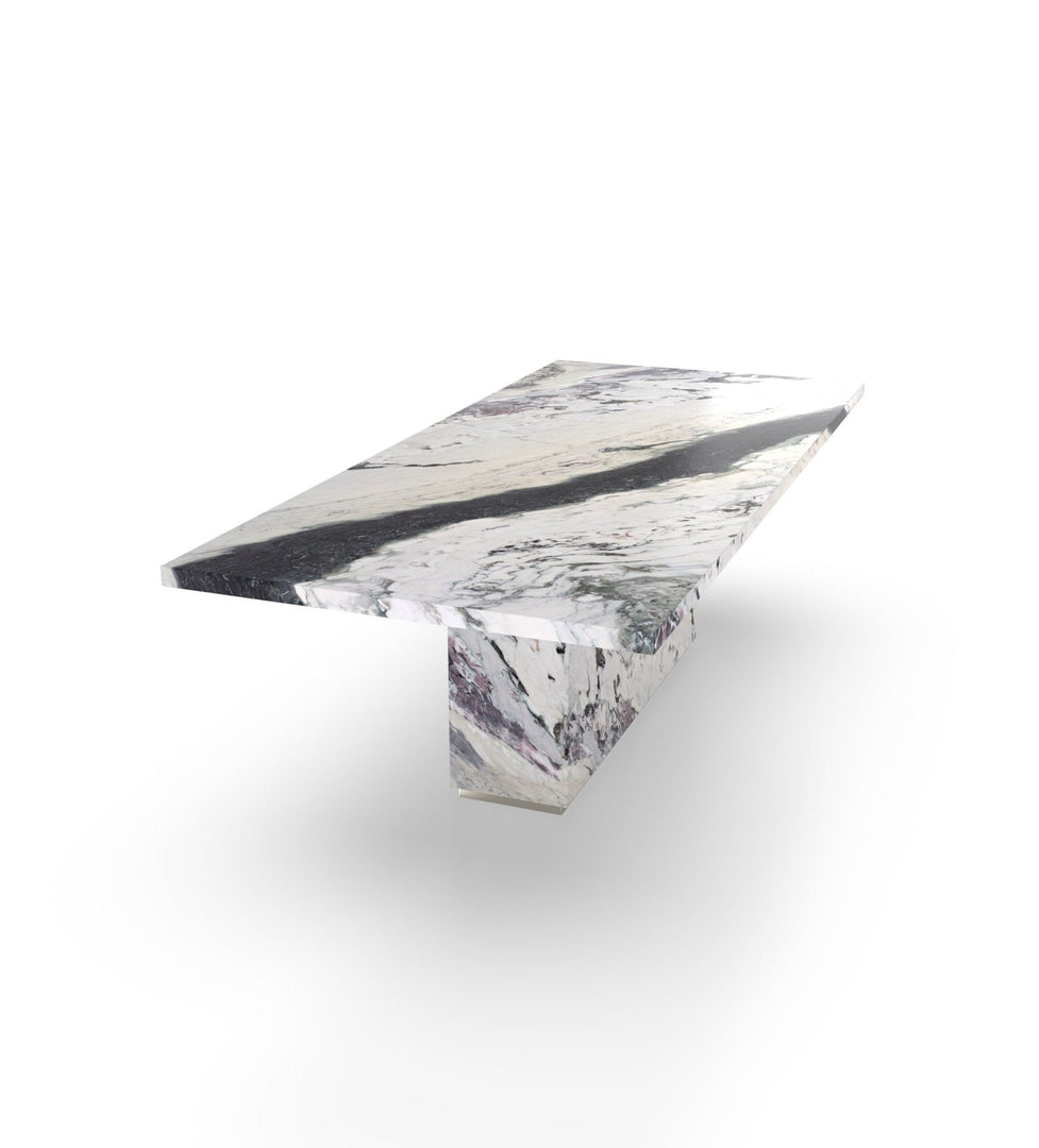 Firenze Marble Dining Table with Plinth Base & Metal Accents