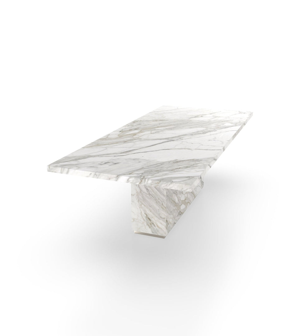 Firenze Marble Dining Table with Plinth Base & Metal Accents