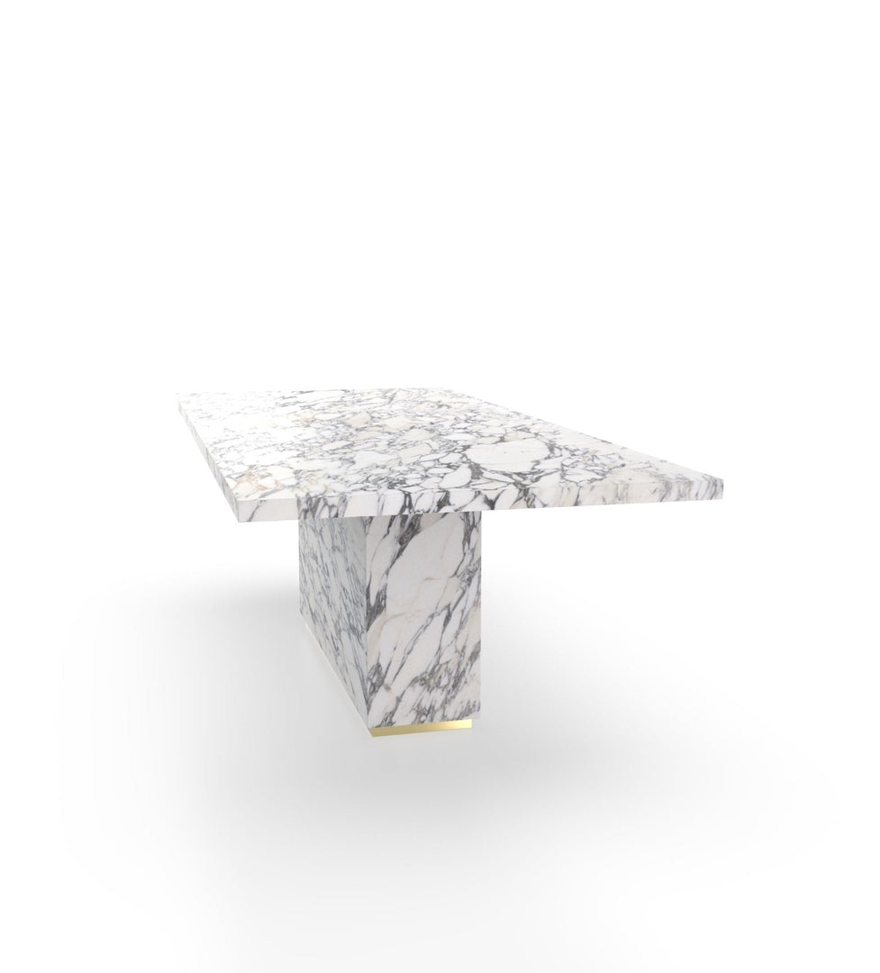 Firenze Marble Dining Table with Plinth Base & Metal Accents