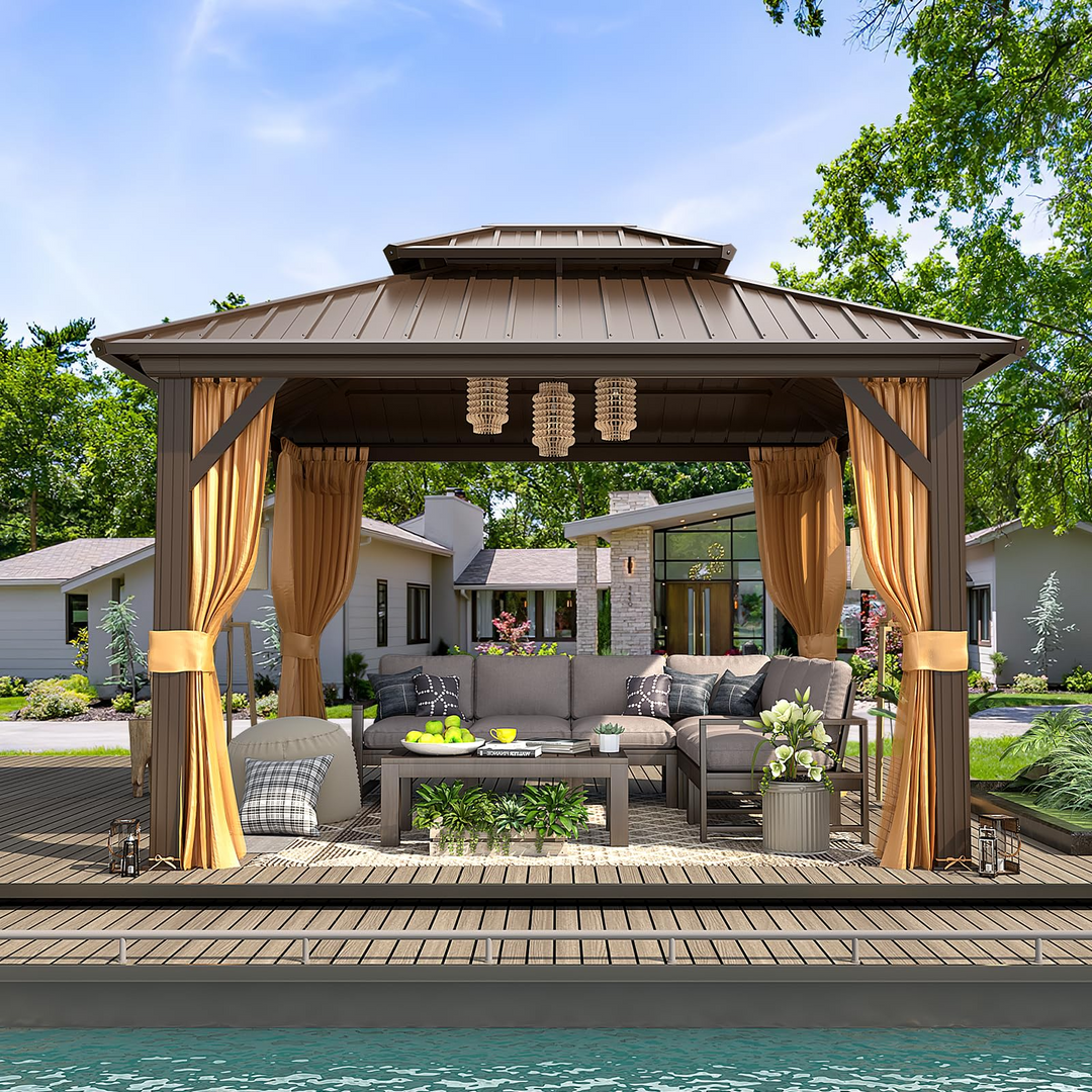 10X12 Hardtop Grill Gazebo with Netting and Sides