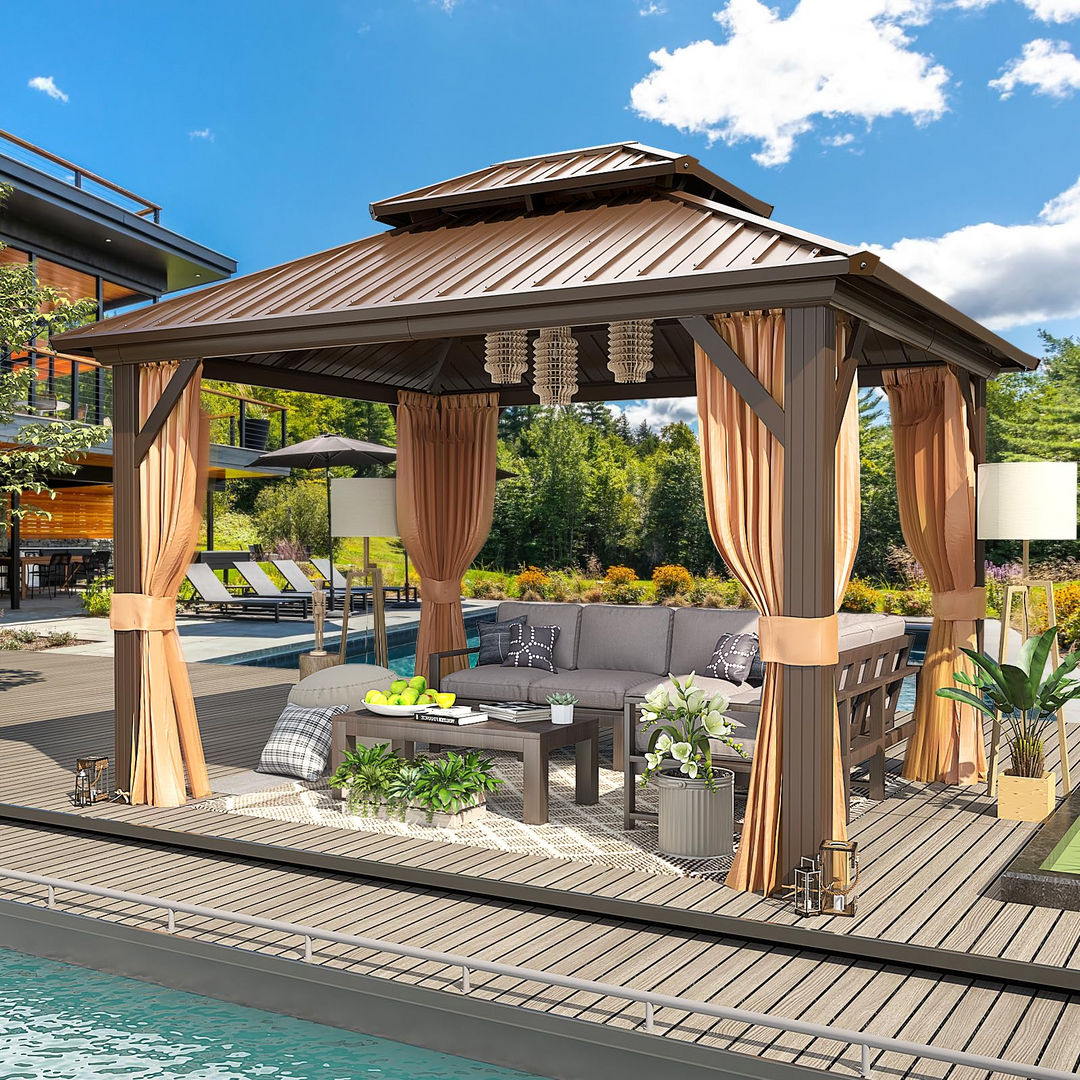 10X12 Hardtop Grill Gazebo with Netting and Sides