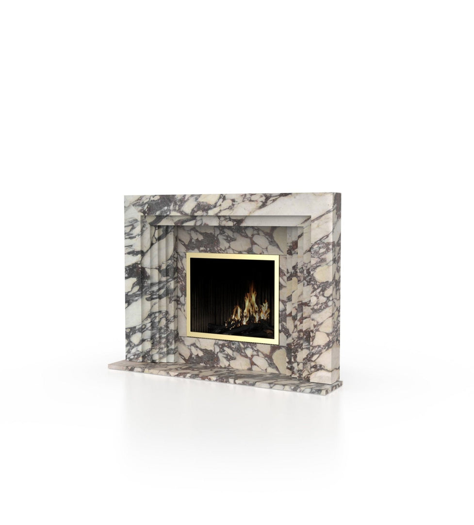 La Gabby 64" Modern Marble Fireplace with Square Mantel