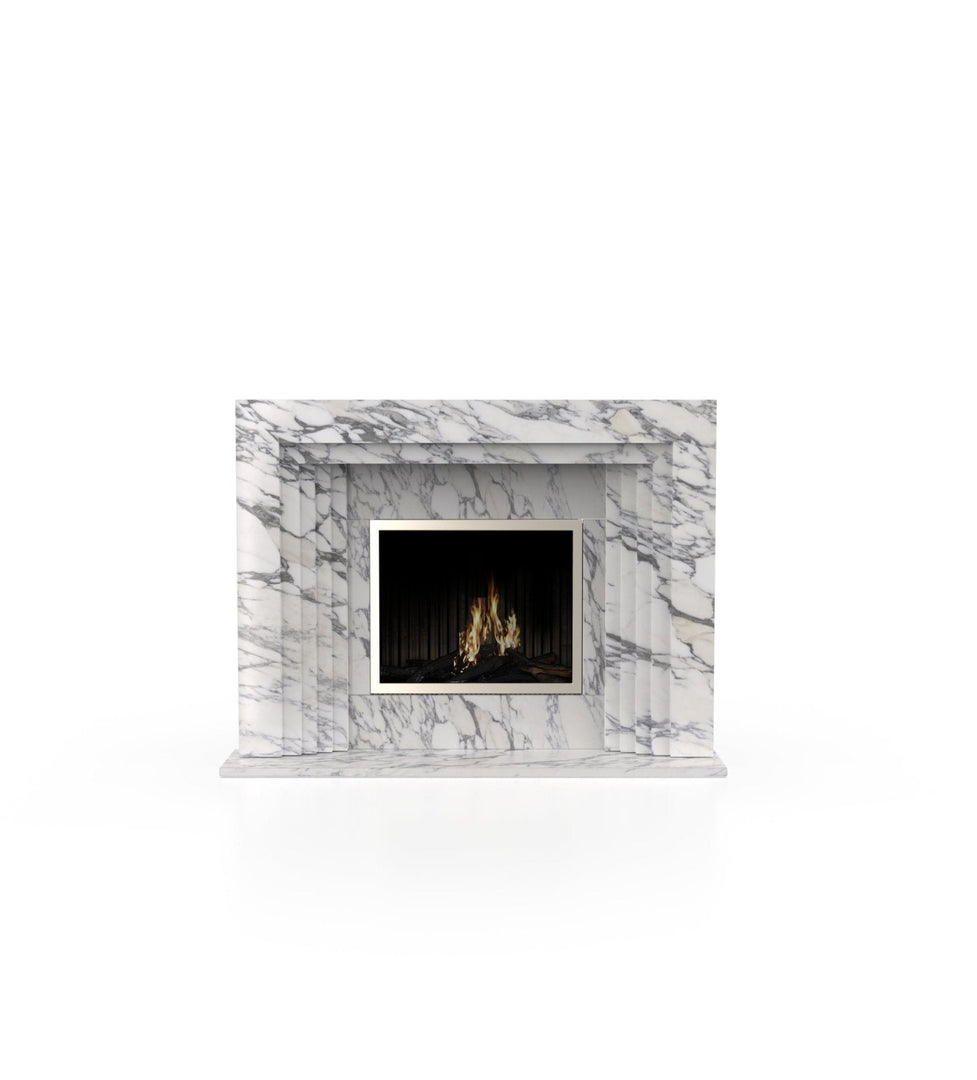 La Gabby 64" Modern Marble Fireplace with Square Mantel