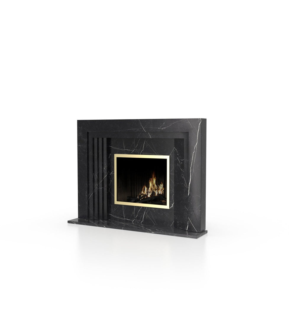 La Gabby 64" Modern Marble Fireplace with Square Mantel