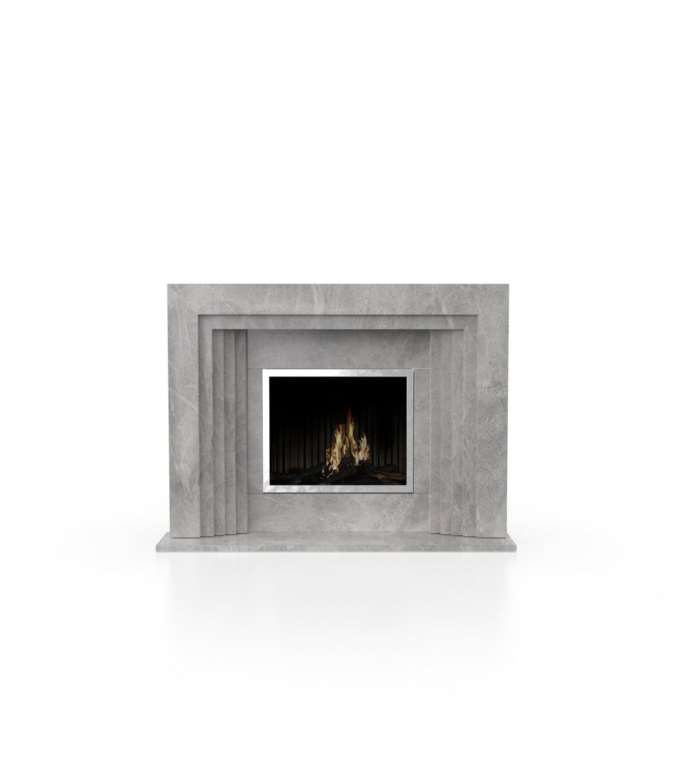 La Gabby 64" Modern Marble Fireplace with Square Mantel