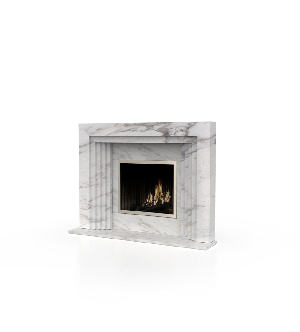 La Gabby 64" Modern Marble Fireplace with Square Mantel