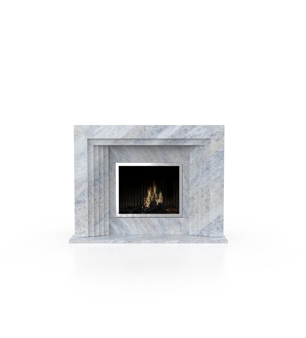 La Gabby 64" Modern Marble Fireplace with Square Mantel