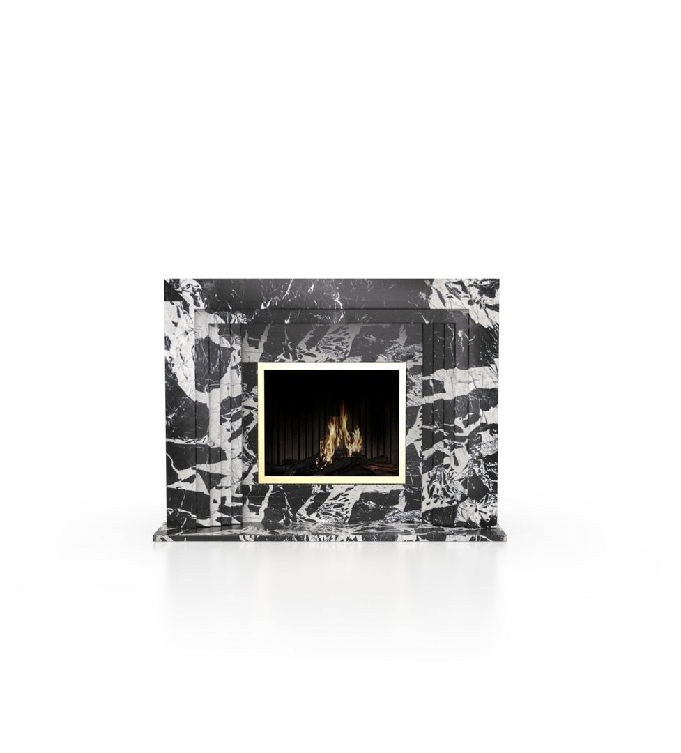 La Gabby 64" Modern Marble Fireplace with Square Mantel