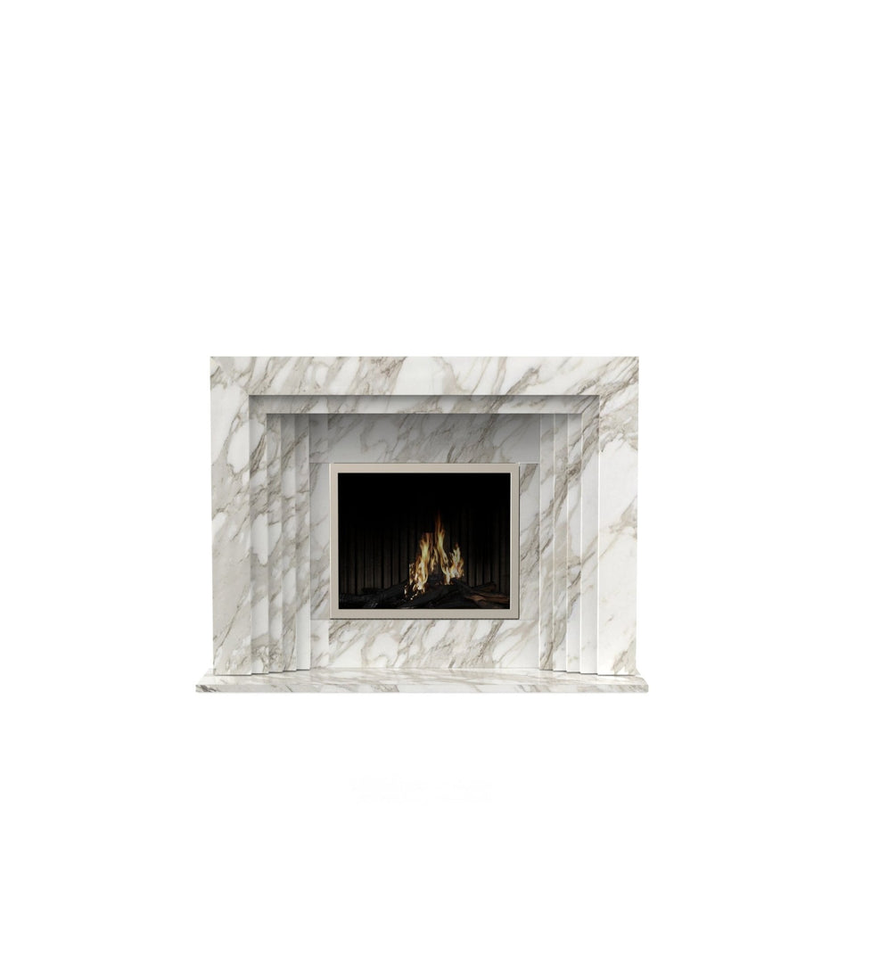 La Gabby 64" Modern Marble Fireplace with Square Mantel