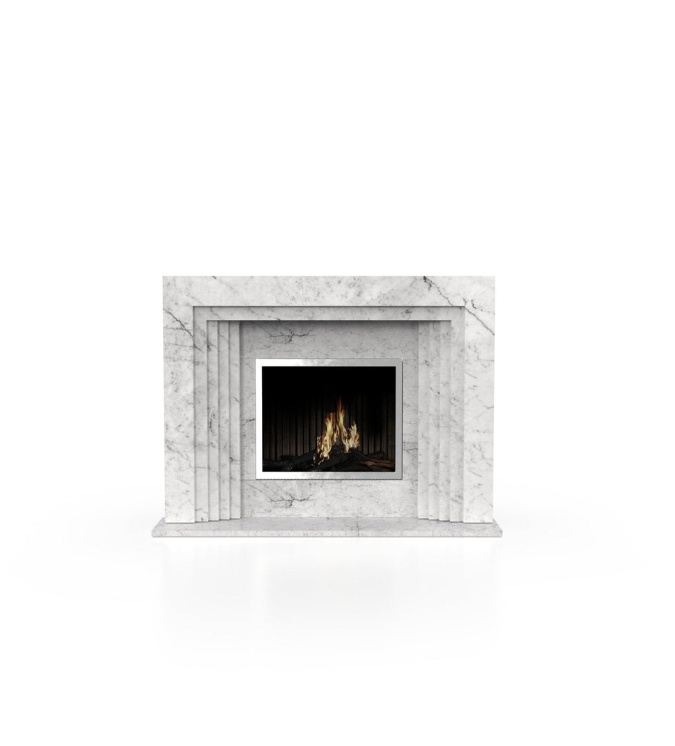 La Gabby 64" Modern Marble Fireplace with Square Mantel