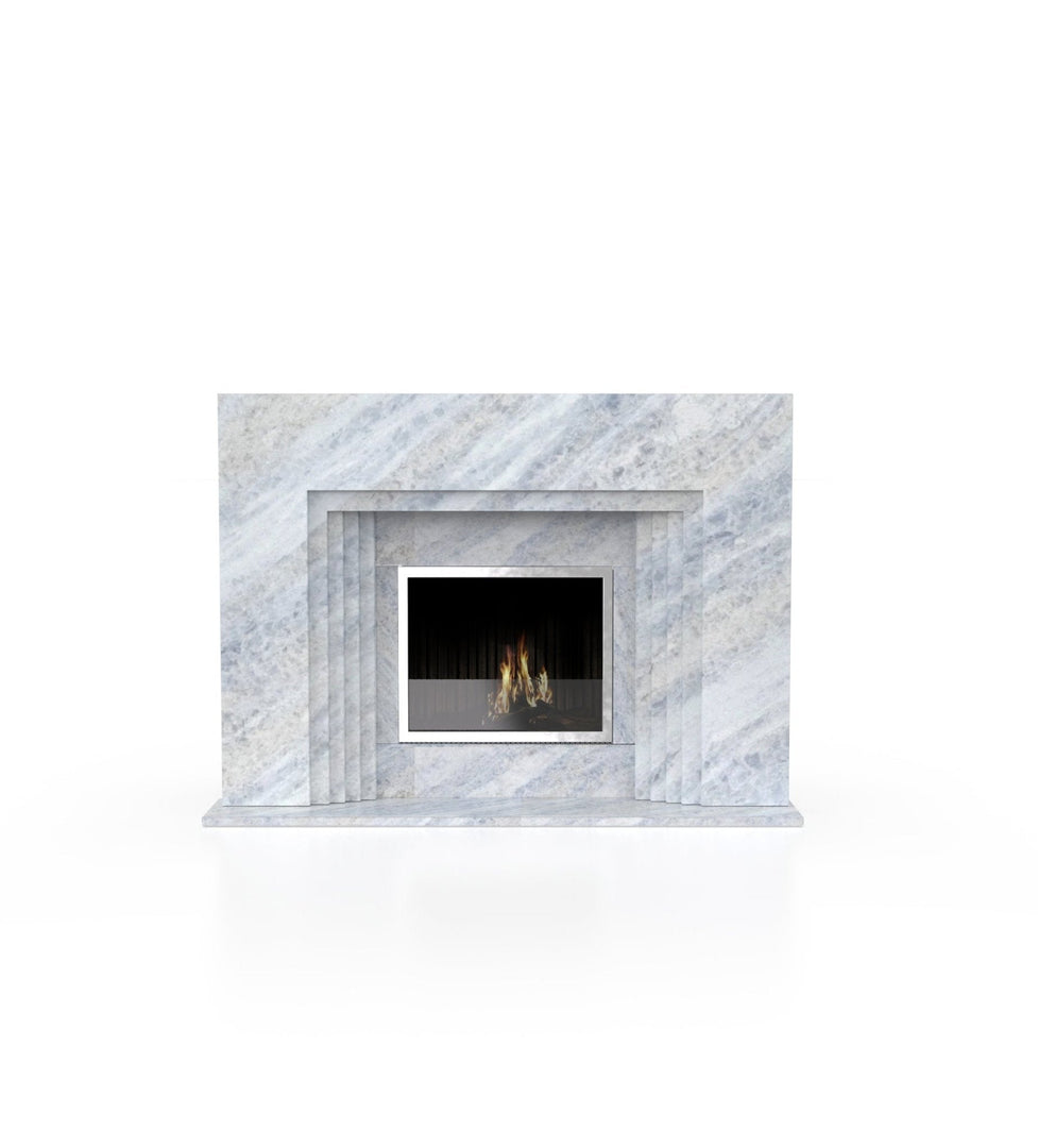 La Gabby 76" Modern Marble Fireplace with Square Mantel
