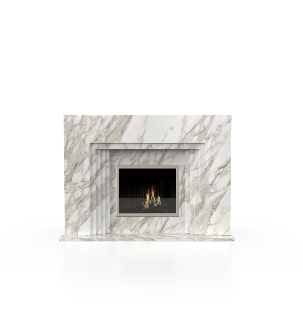 La Gabby 76" Modern Marble Fireplace with Square Mantel