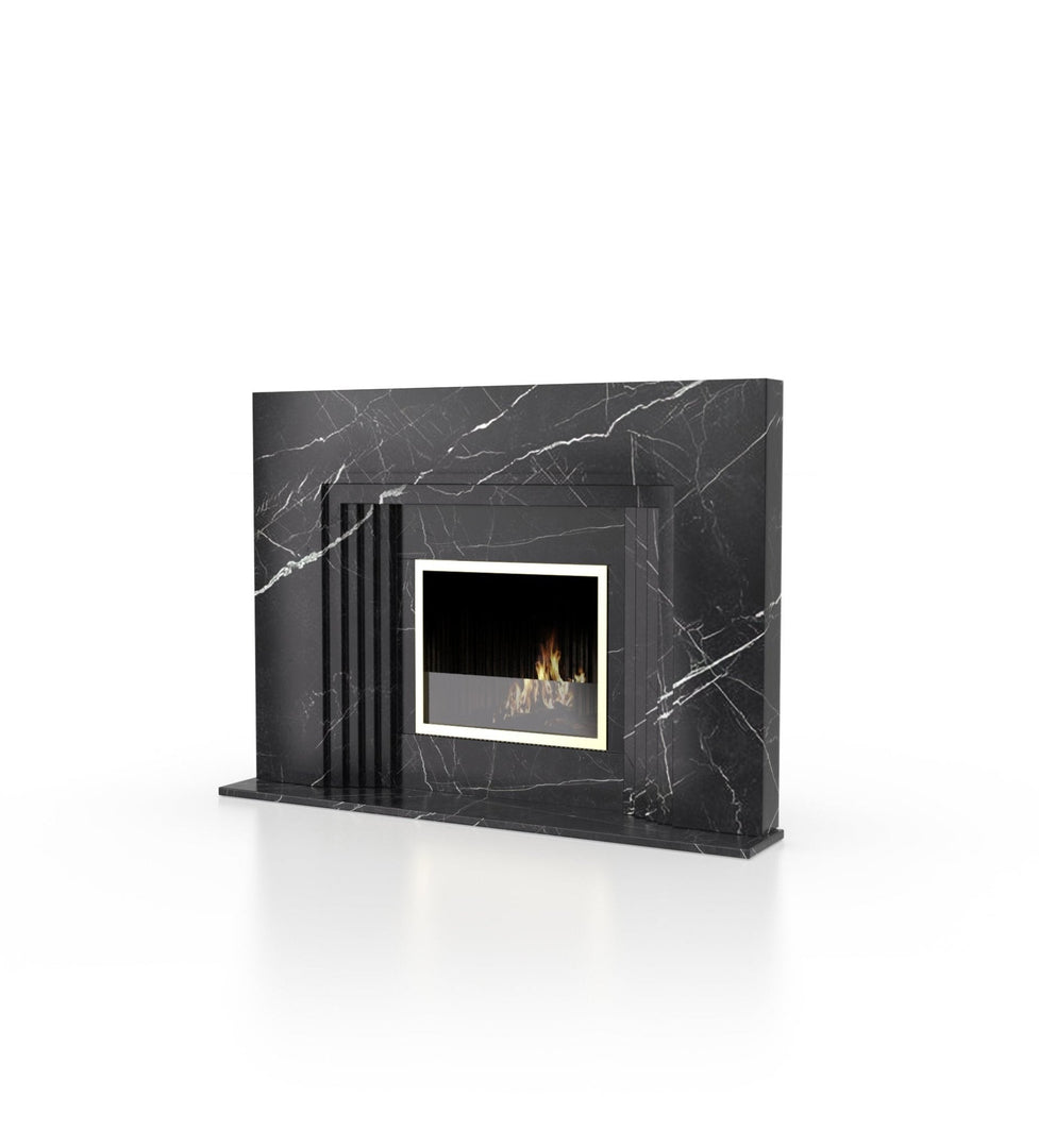 La Gabby 76" Modern Marble Fireplace with Square Mantel