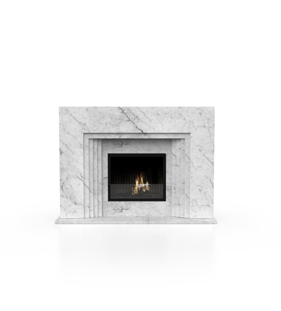 La Gabby 76" Modern Marble Fireplace with Square Mantel