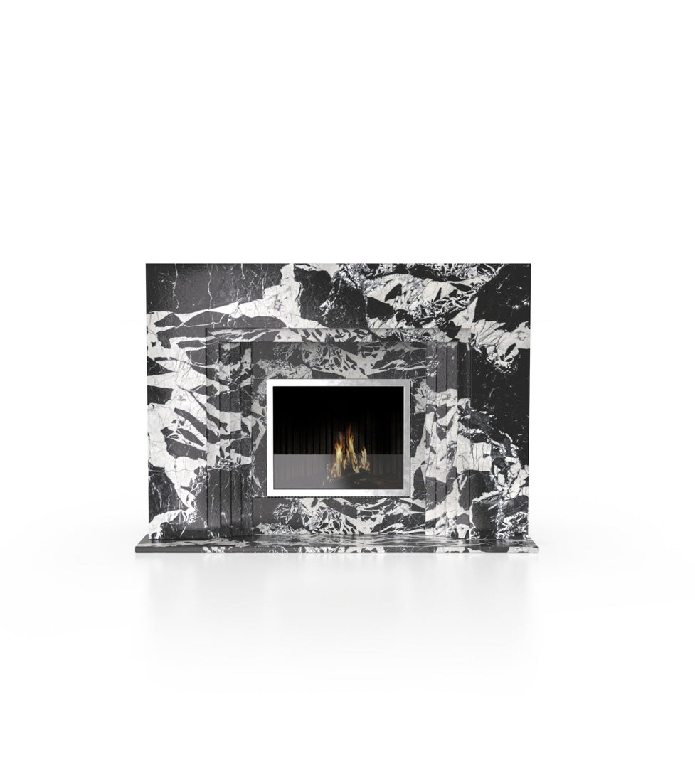 La Gabby 76" Modern Marble Fireplace with Square Mantel