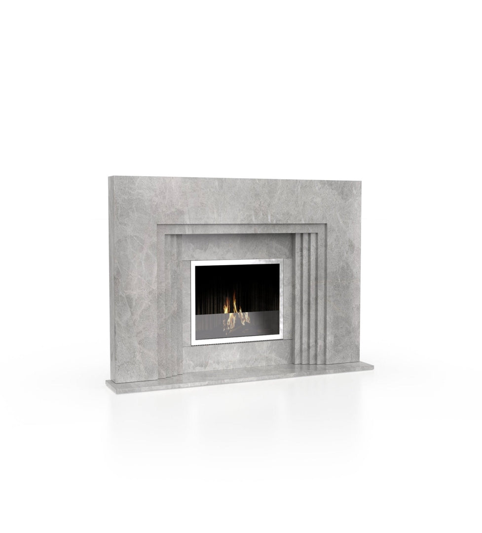 La Gabby 76" Modern Marble Fireplace with Square Mantel