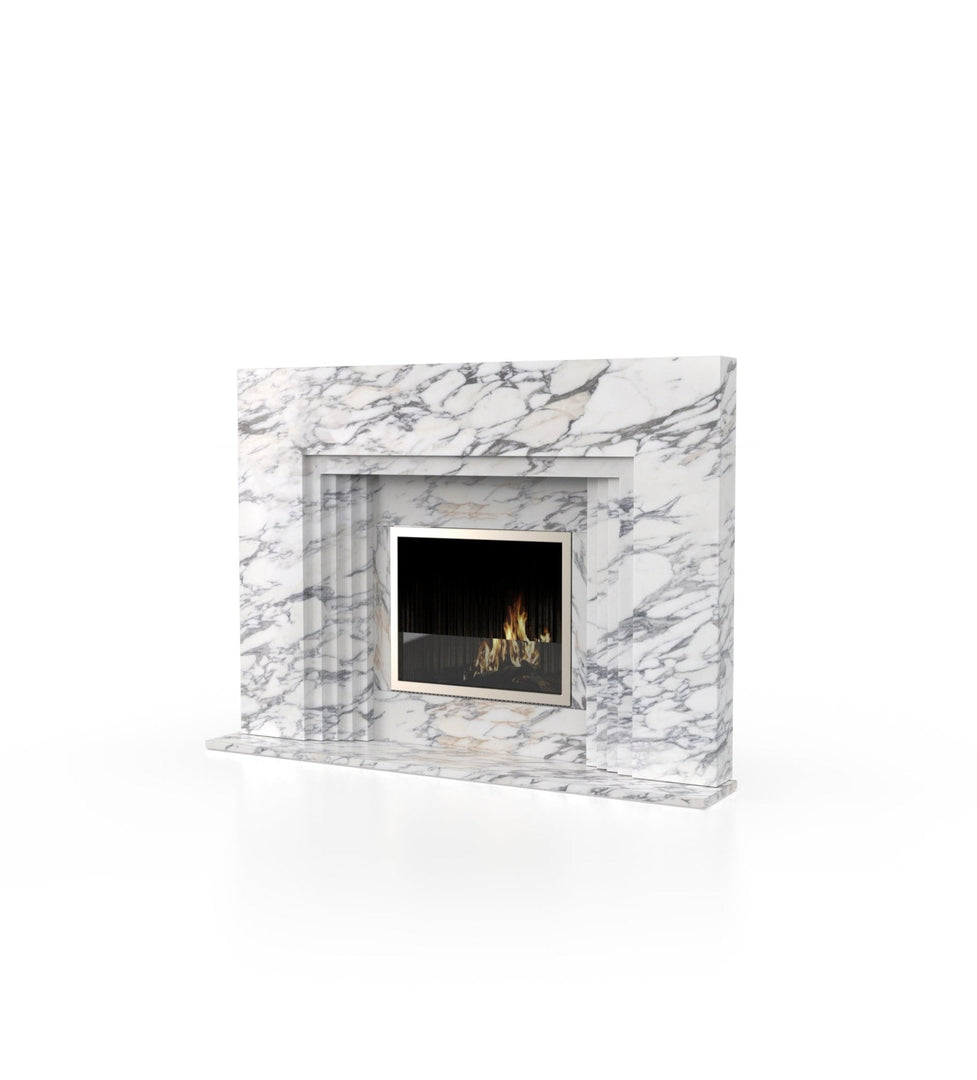 La Gabby 76" Modern Marble Fireplace with Square Mantel