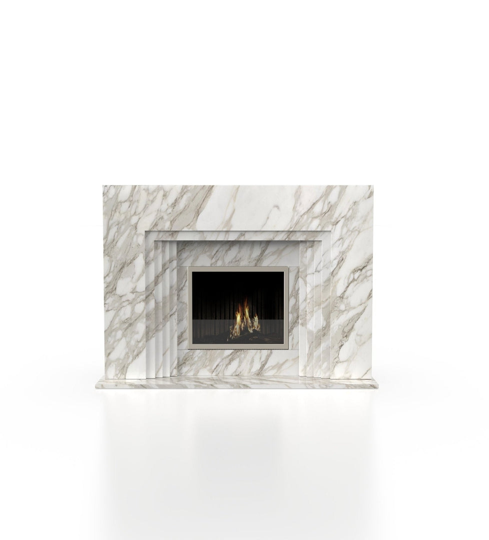 La Gabby 76" Modern Marble Fireplace with Square Mantel