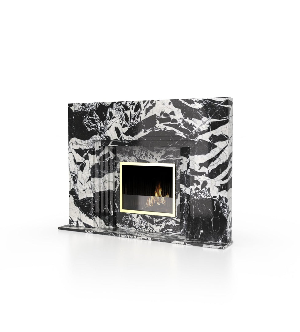 La Gabby 82" Modern Marble Fireplace with Square Mantel