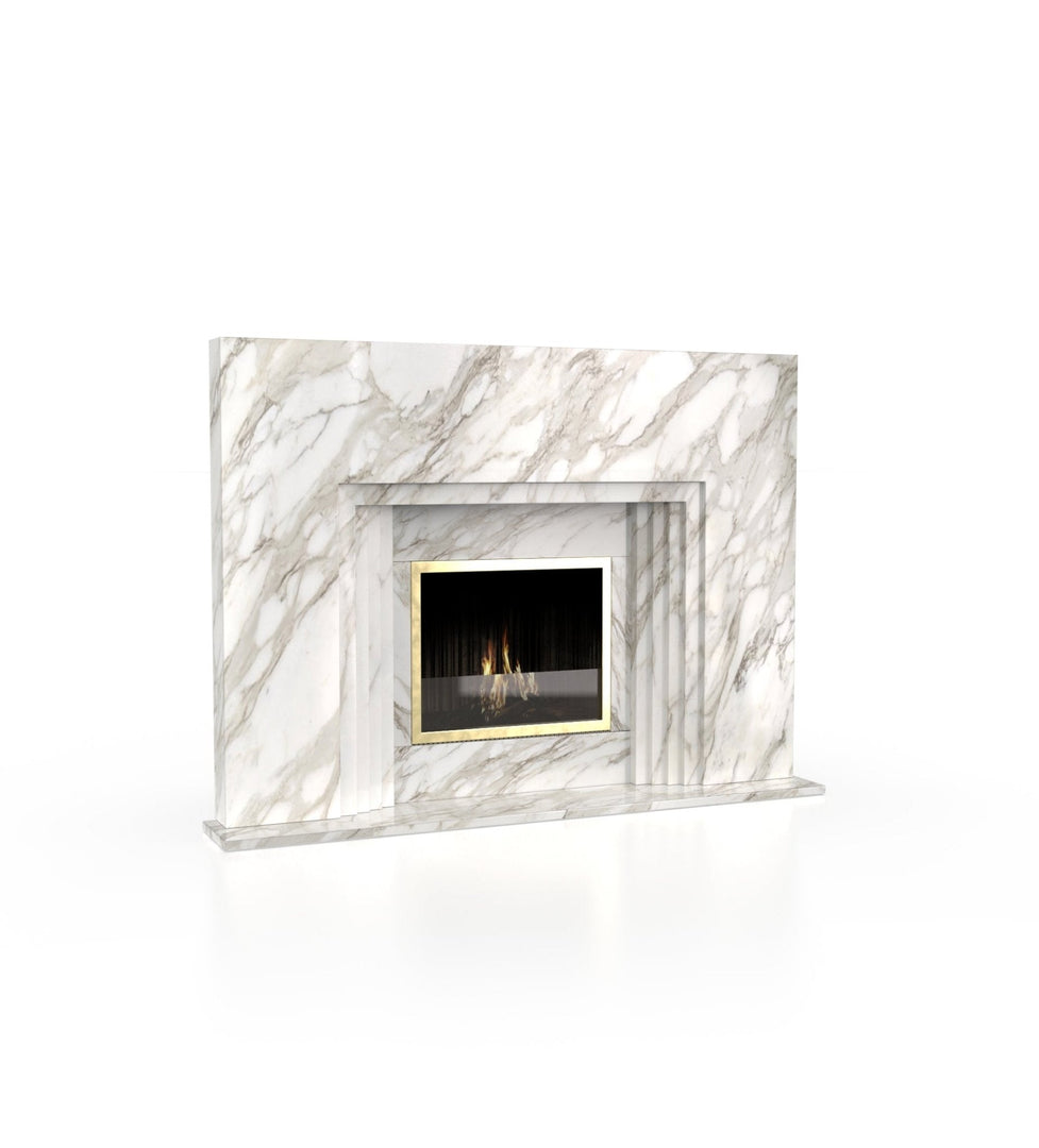 La Gabby 82" Modern Marble Fireplace with Square Mantel