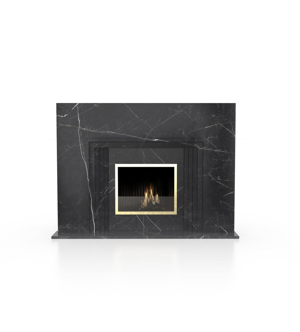 La Gabby 82" Modern Marble Fireplace with Square Mantel