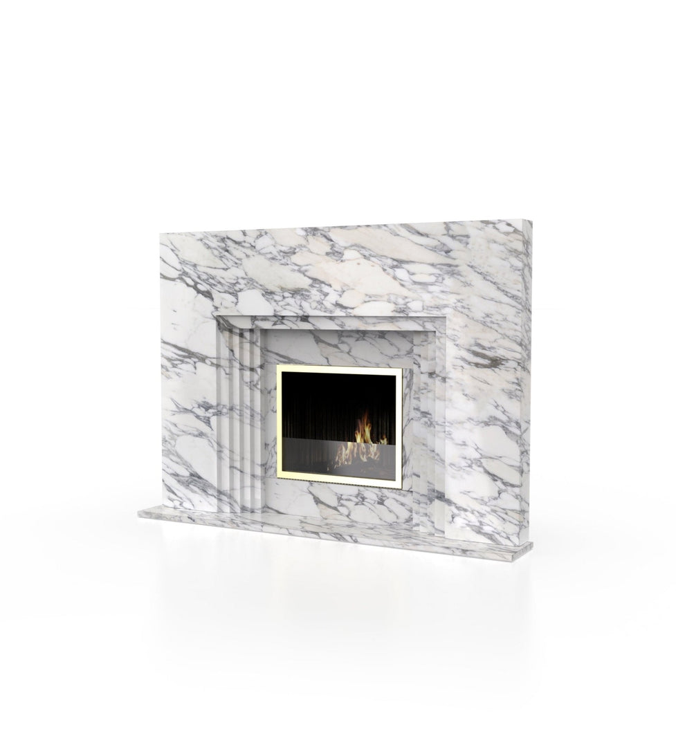 La Gabby 82" Modern Marble Fireplace with Square Mantel