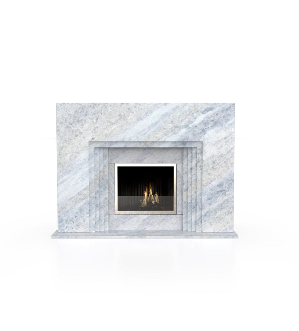 La Gabby 82" Modern Marble Fireplace with Square Mantel