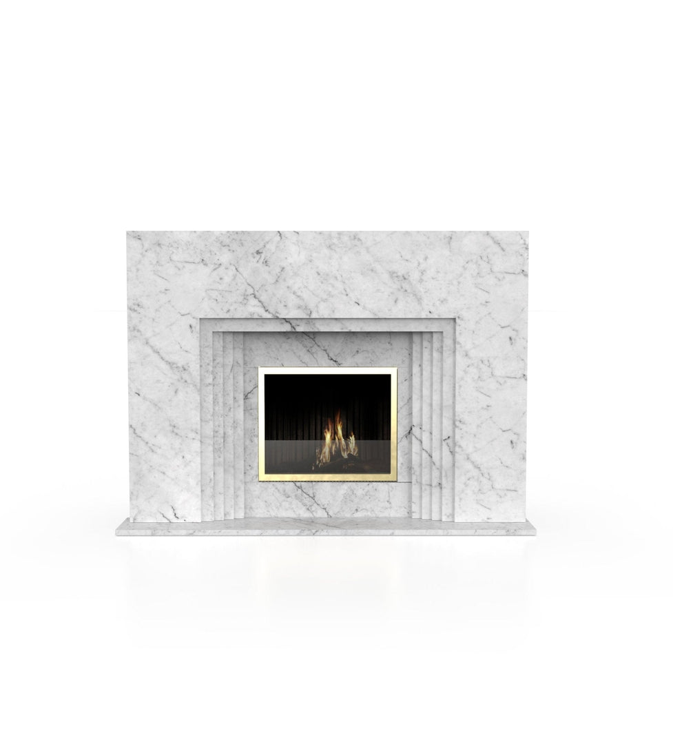 La Gabby 82" Modern Marble Fireplace with Square Mantel