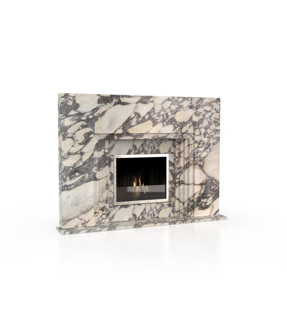 La Gabby 82" Modern Marble Fireplace with Square Mantel