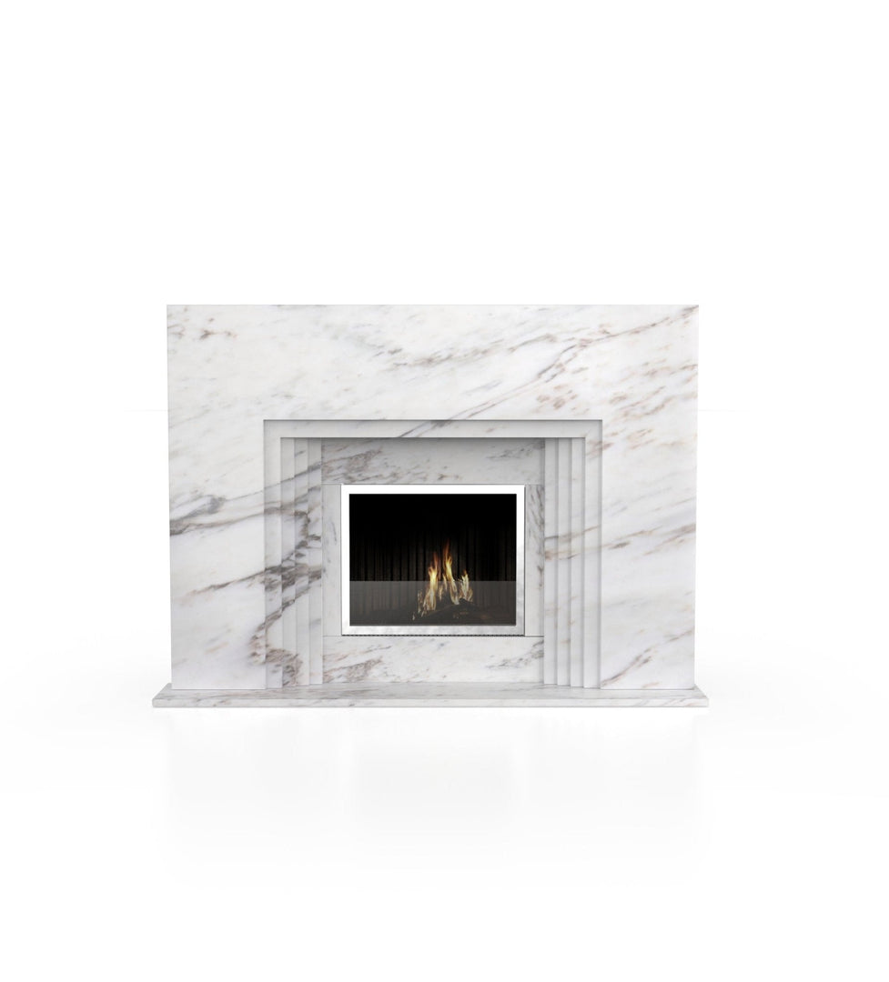 La Gabby 82" Modern Marble Fireplace with Square Mantel