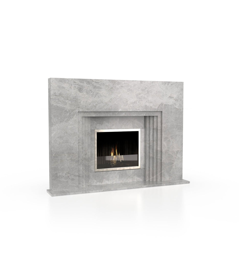 La Gabby 82" Modern Marble Fireplace with Square Mantel