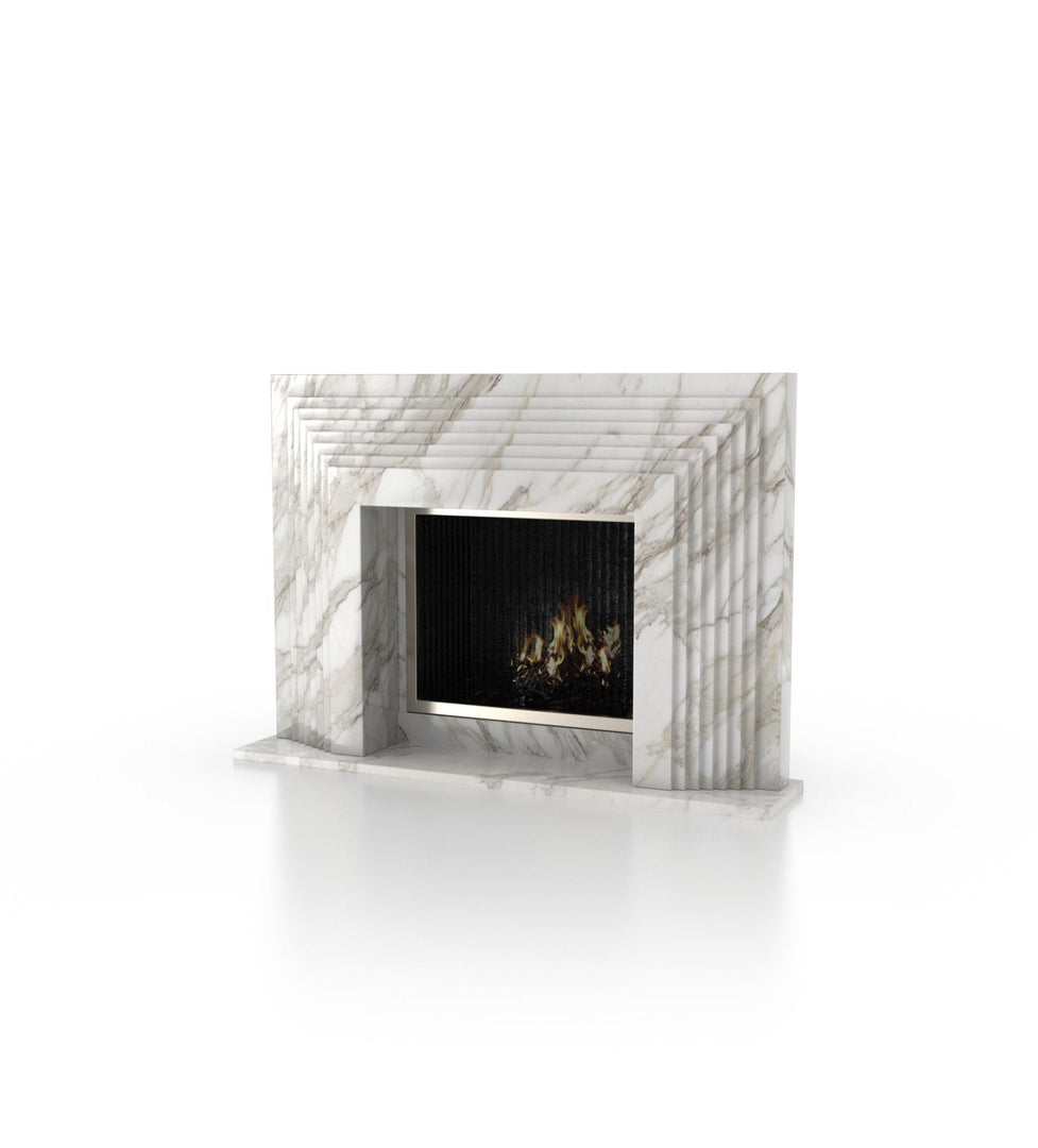 La Gigi 72" French-Inspired Marble Fireplace with Square Mantel
