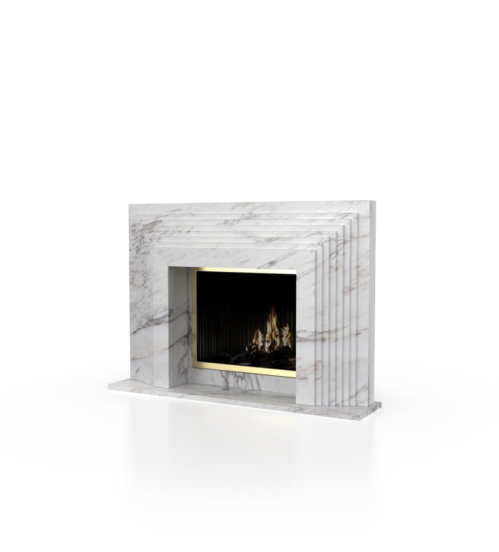 La Gigi 72" French-Inspired Marble Fireplace with Square Mantel