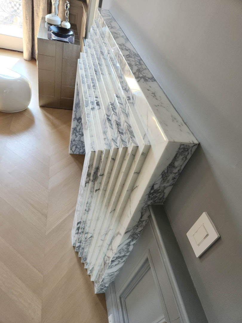 La Gigi 72" French-Inspired Marble Fireplace with Square Mantel