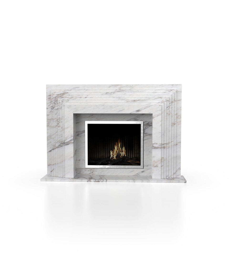 La Gigi 80" French-Inspired Marble Fireplace with 8-Step Mantel