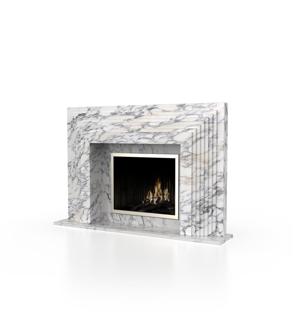 La Gigi 80" French-Inspired Marble Fireplace with 8-Step Mantel