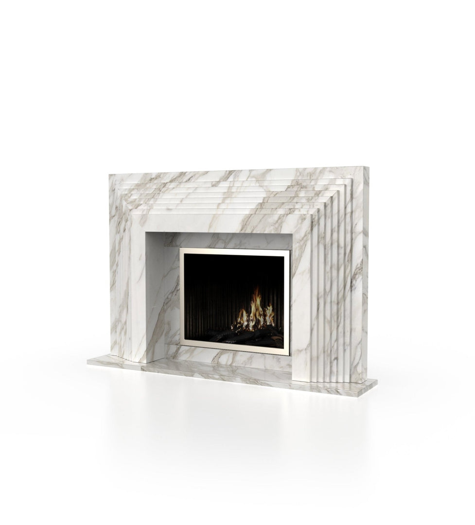 La Gigi 80" French-Inspired Marble Fireplace with 8-Step Mantel