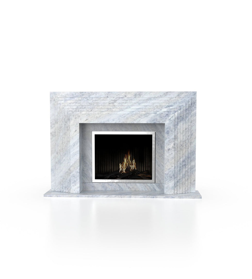 La Gigi 80" French-Inspired Marble Fireplace with 8-Step Mantel